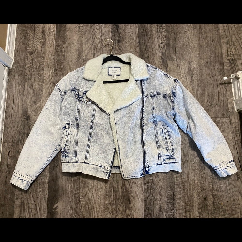 Sherpa jean jacket, size medium.